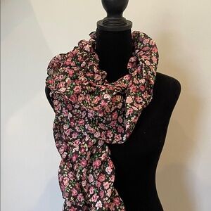 Floral Black and Pink Scarf